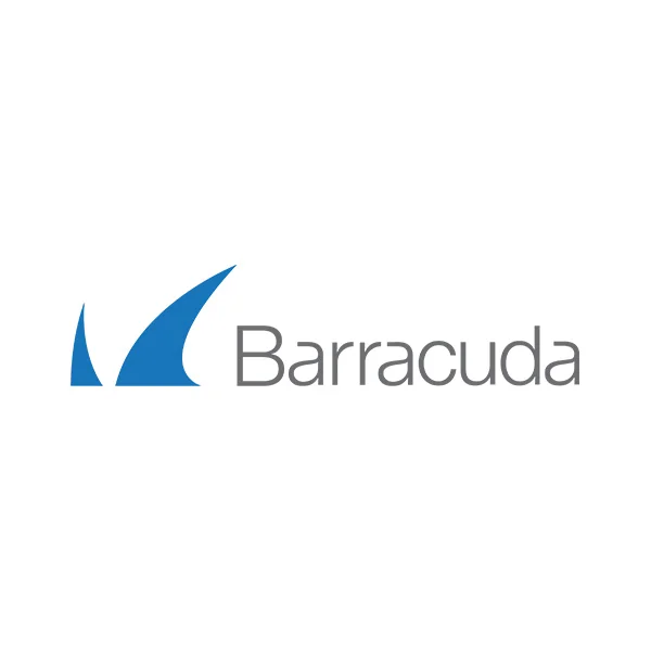 Logo Barracuda: pinna blu a sinistra, scritta “Barracuda” in grigio a destra.