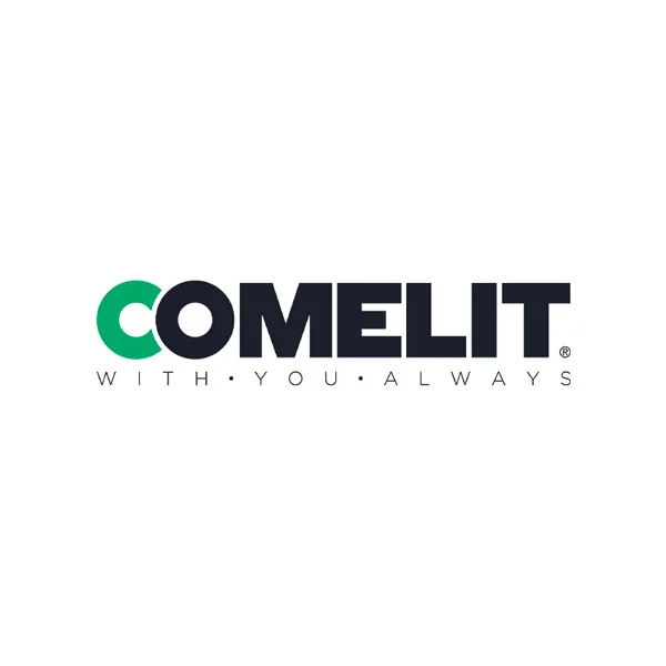 Logo Comelit: “C” verde, testo in nero, con la scritta “WITH YOU ALWAYS” sotto.