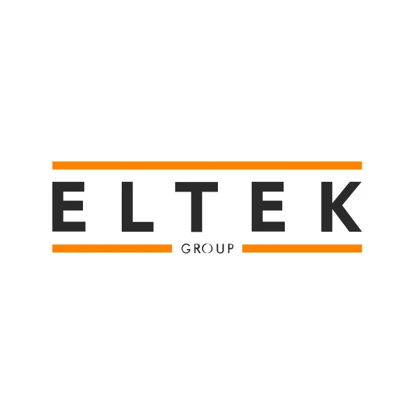 Logo del Gruppo ELTEK in nero grassetto, con linee arancioni sopra e sotto.