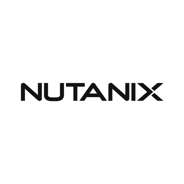 Logo Nutanix con lettere maiuscole in grassetto nero su sfondo bianco.