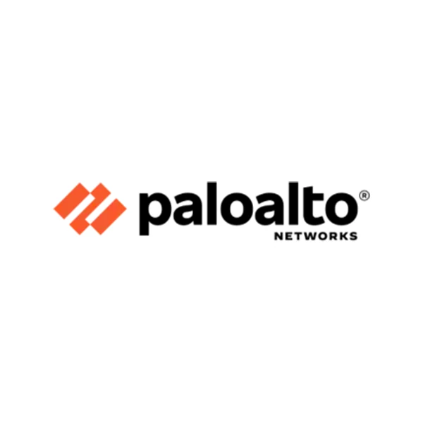 Logo di Palo Alto Networks con simbolo arancione e testo in grassetto nero.